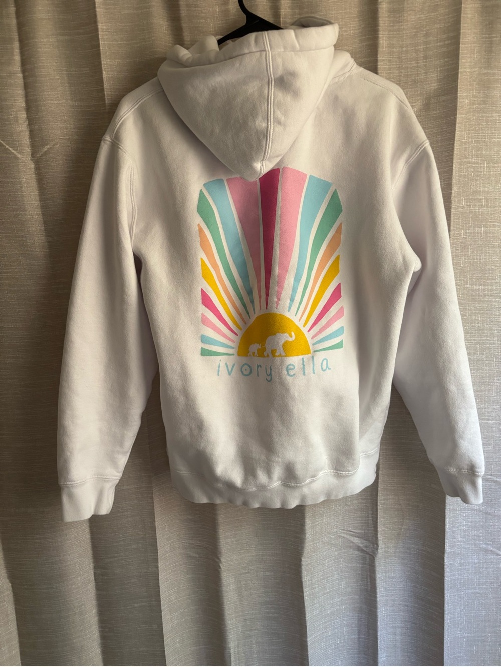 Ivory Ella White sunburst elephant hoodie